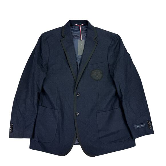Tommy Hilfiger Mens Windsor Modern Fit Wool Blend Sport Coat Navy 44R